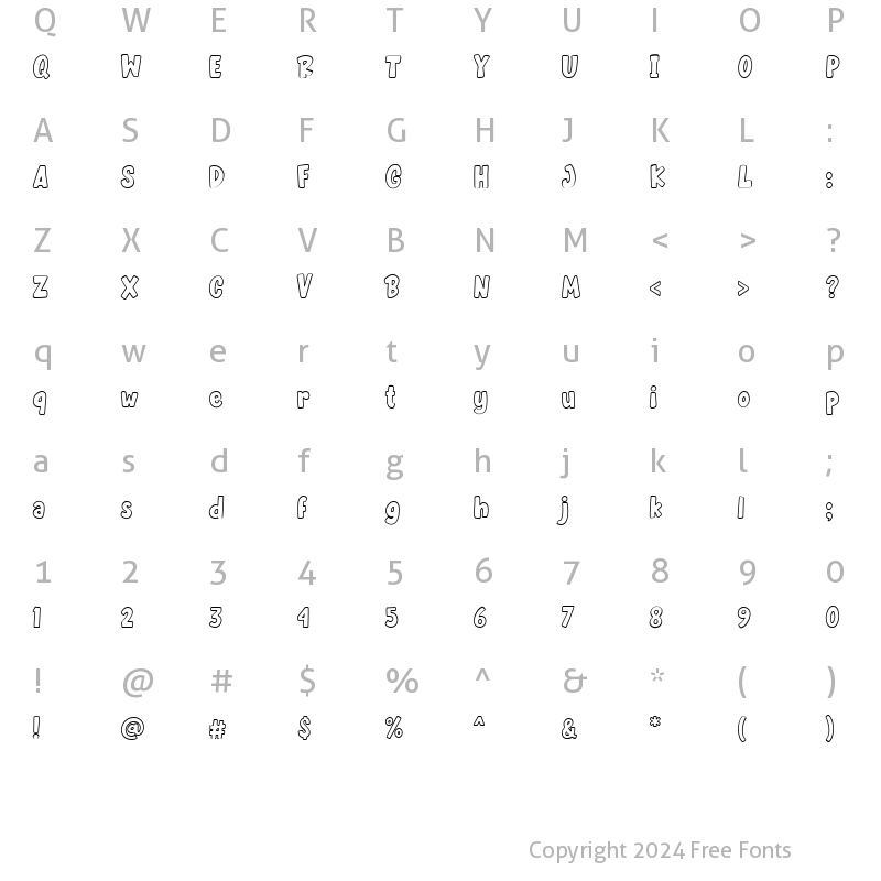 Character Map of Becak Outline Regular