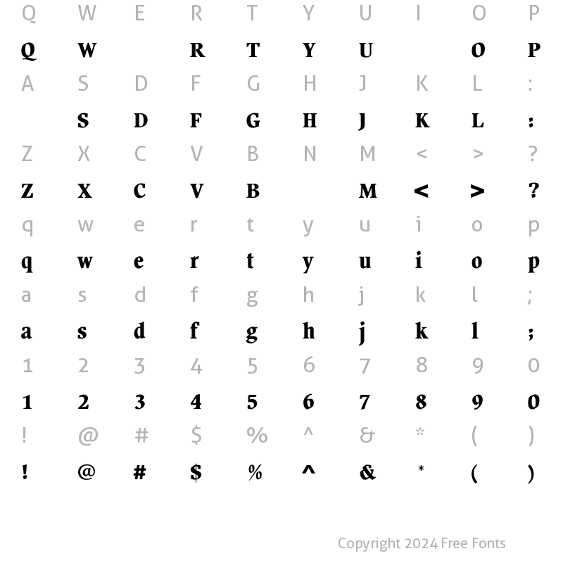 Character Map of BeckenhamExtraBold Regular