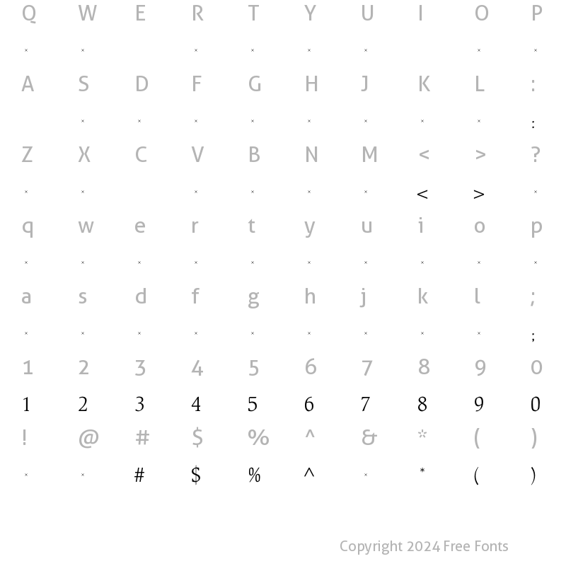 Character Map of BeckenhamLightTab Regular