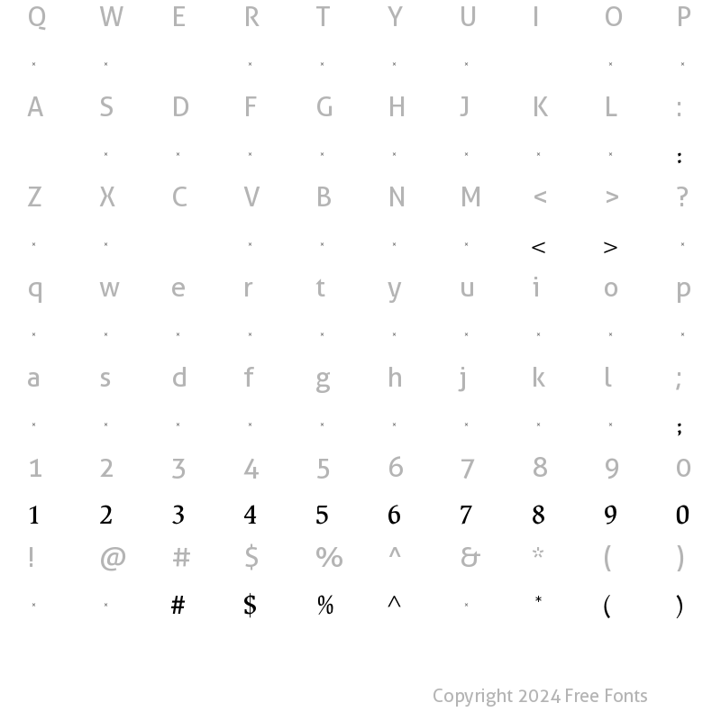 Character Map of BeckenhamMediumTab Regular