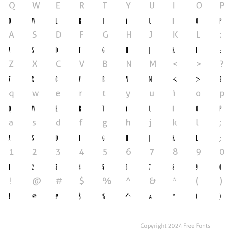 Character Map of Becker Compress Regular