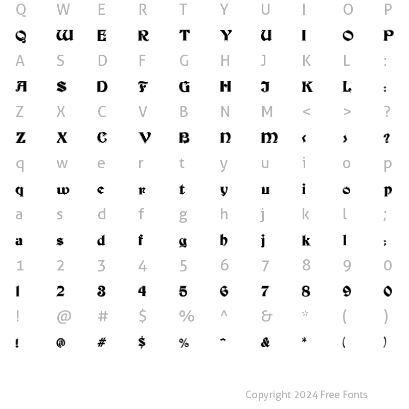 Character Map of Becker Inline Regular