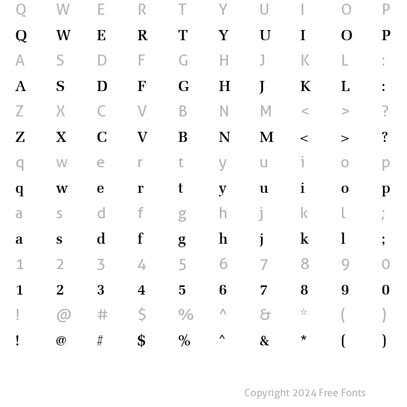 Character Map of Becker Latino Med Regular