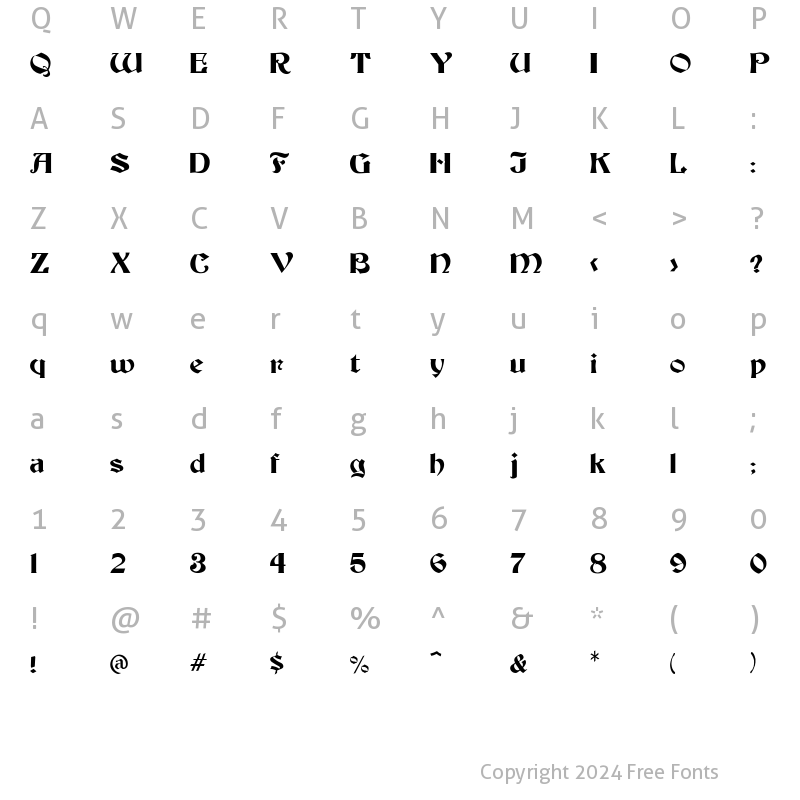 Character Map of Becker-Medium Regular