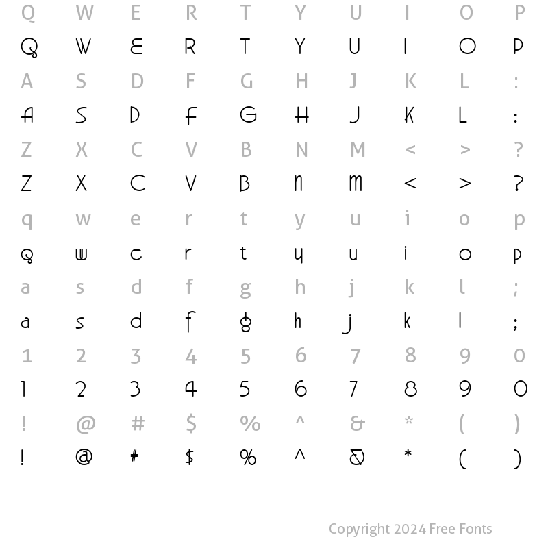 Character Map of BeckerMonolineModernNF Bold