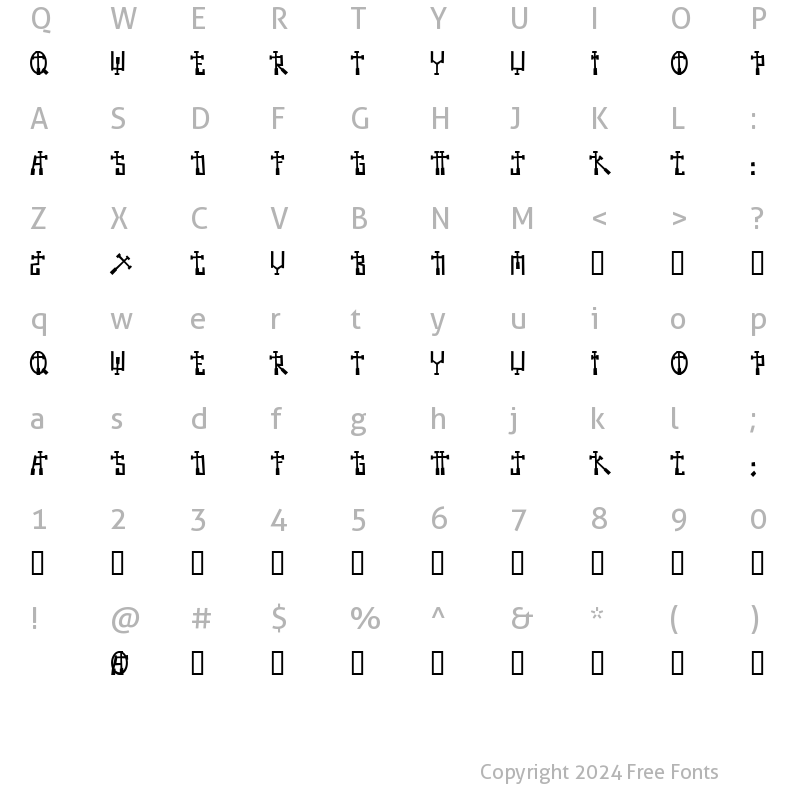 Character Map of BECROSS Regular