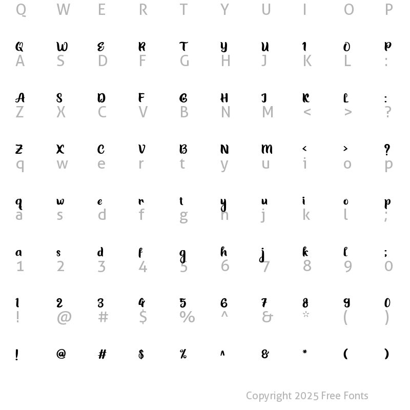 Character Map of Bedepa Regular