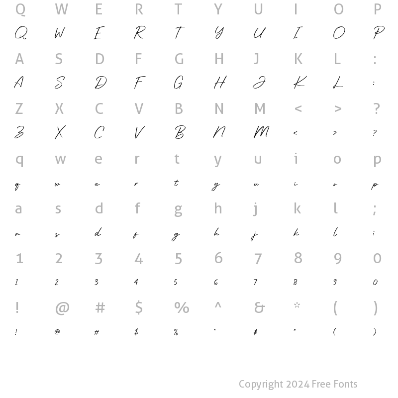 Character Map of Bedger Italic