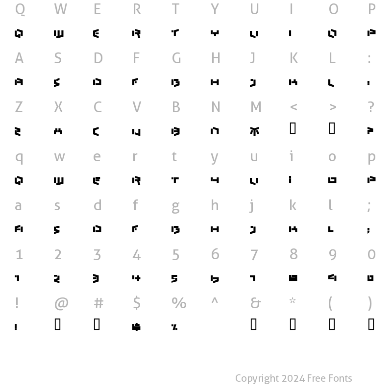 Character Map of Bedlam Remix Regular