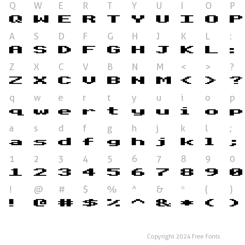 Character Map of Beeb Mode Two Regular