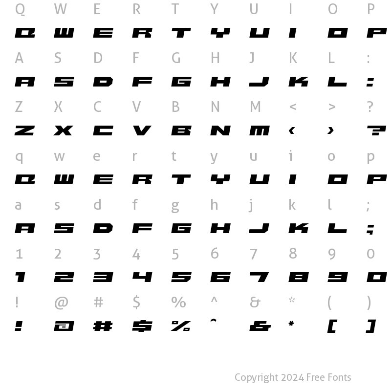 Character Map of Beekman-SquareItalic Regular