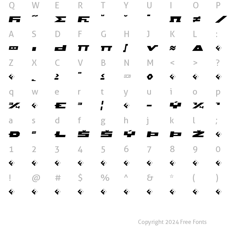 Character Map of Beekman-SquareItalicExpert Regular