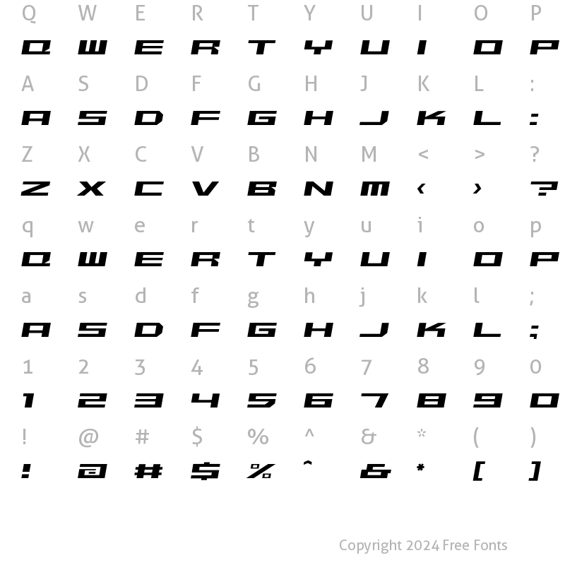 Character Map of Beekman-SquareLightItalic Regular