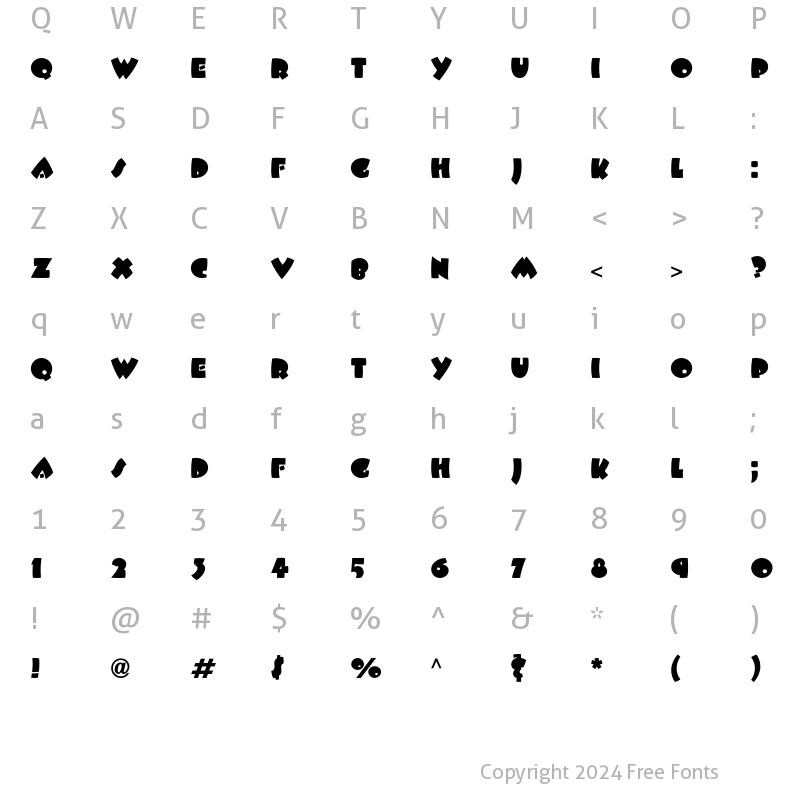 Character Map of BeeskneesICG Regular