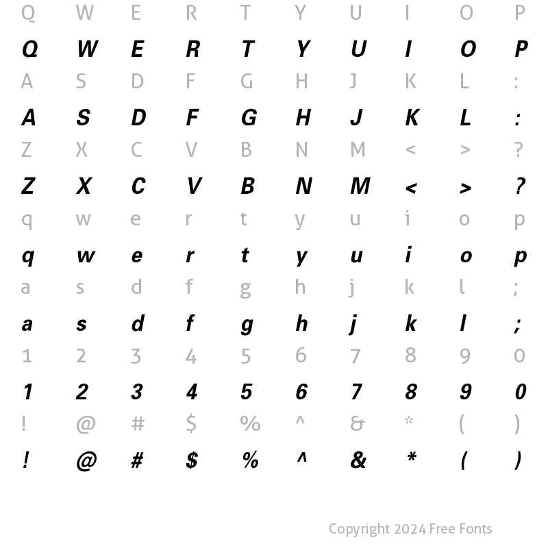 Character Map of Beetham Bold Oblique