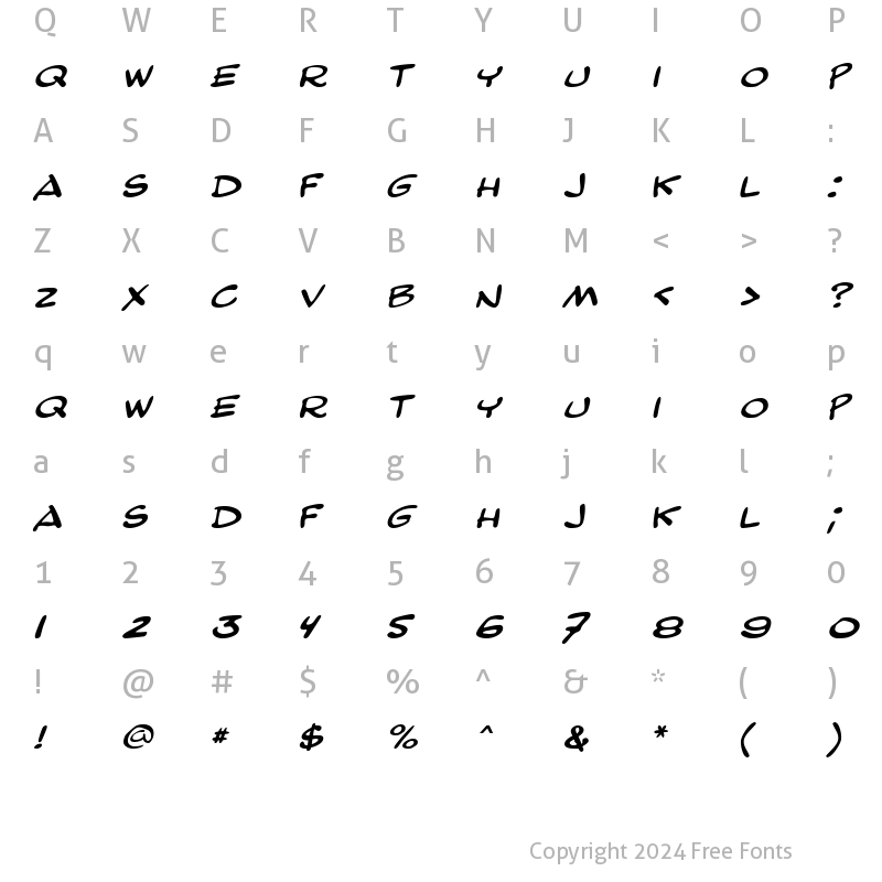 Character Map of Beetle Italic