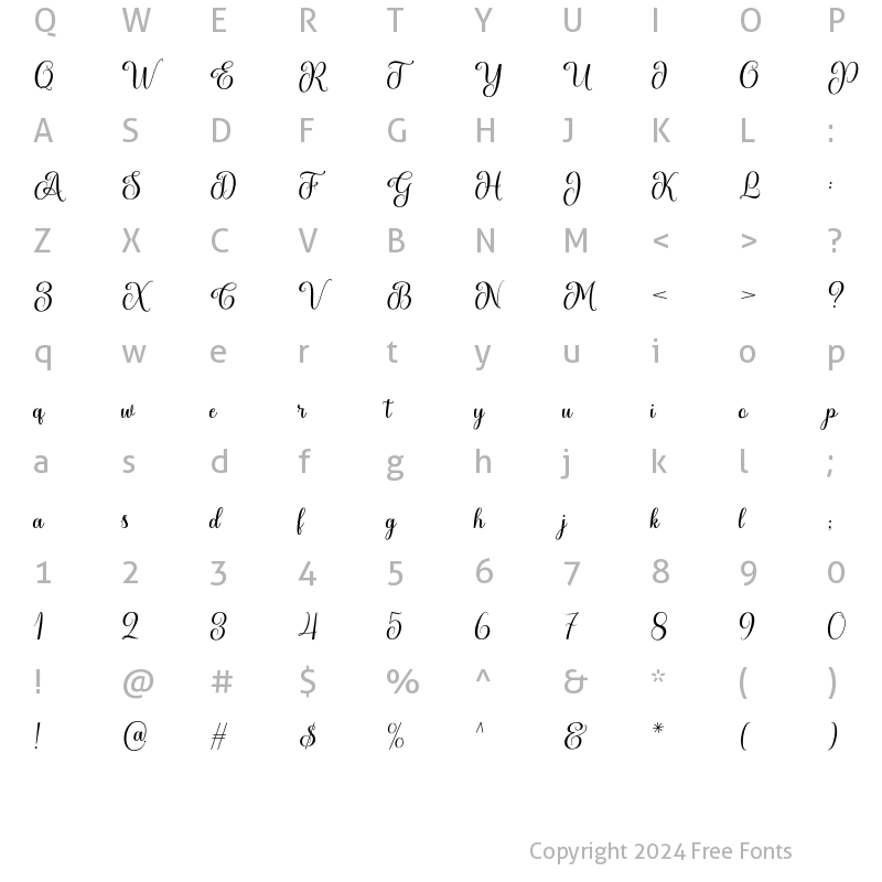 Character Map of Begtonia Regular