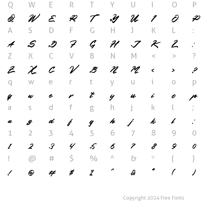 Character Map of Belac Orlan Italic