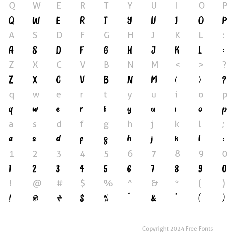 Character Map of Belanda Normal Regular