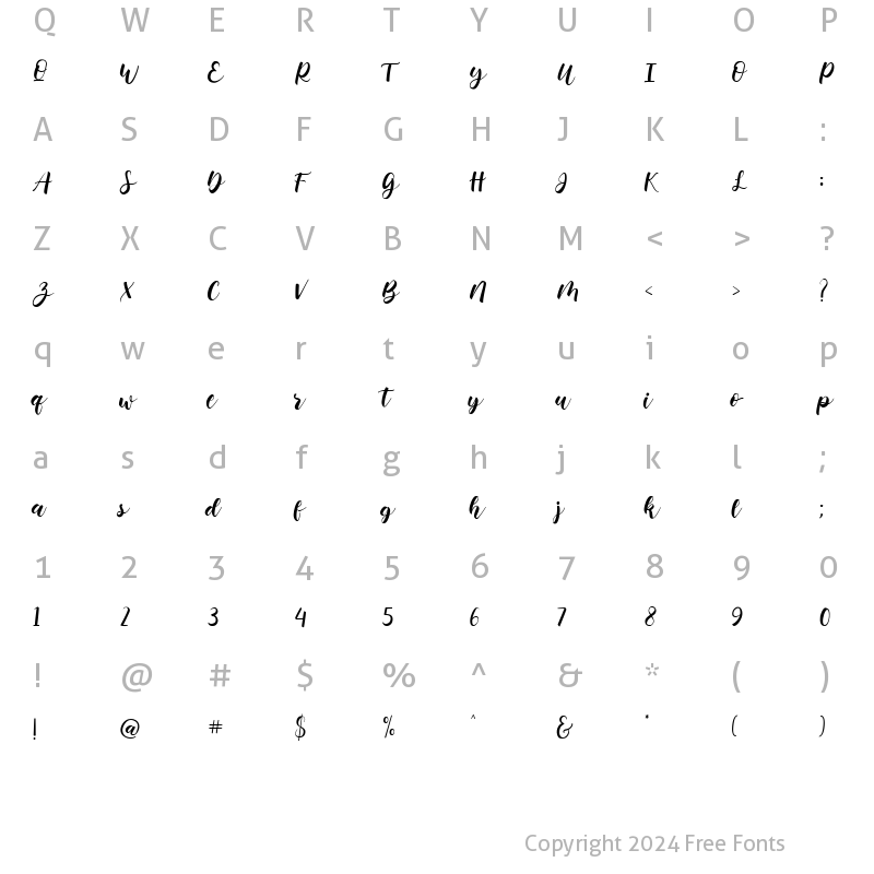 Character Map of Belarosa Regular