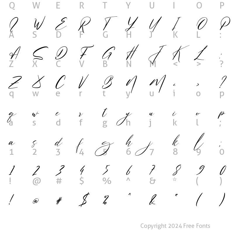 Character Map of Belastine Italic