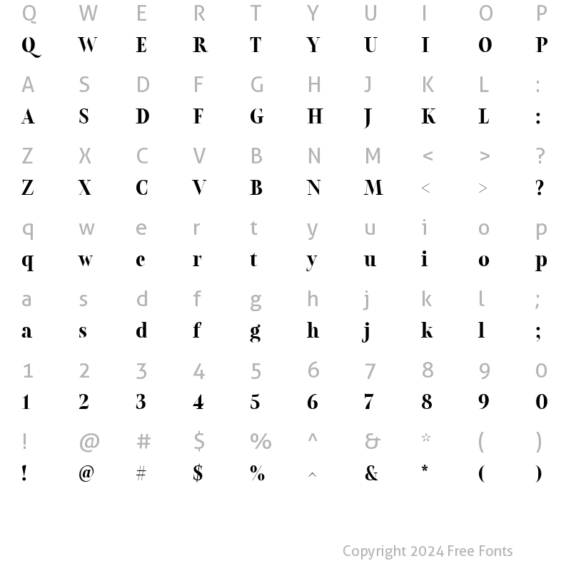 Character Map of Belda Didone Cond Black Condensed