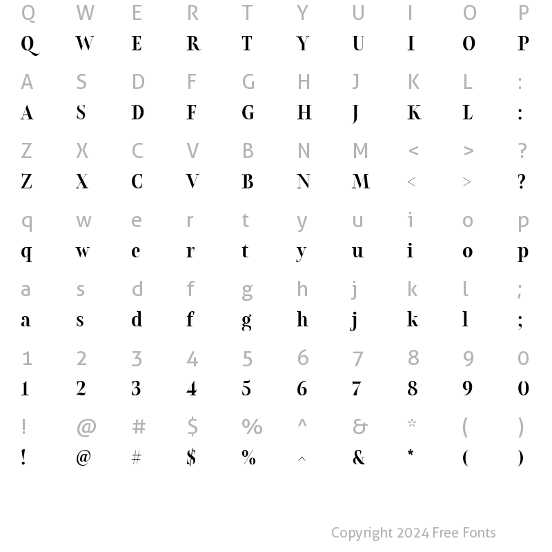 Character Map of Belda Didone Cond Bold Condensed