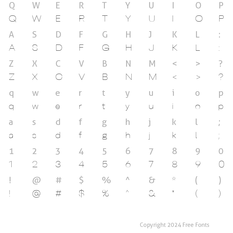 Character Map of BelfastGrotesk-Thin SemiExpanded