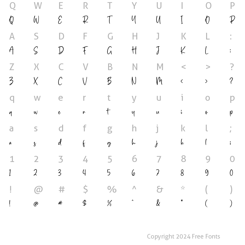 Character Map of Belgetha Regular