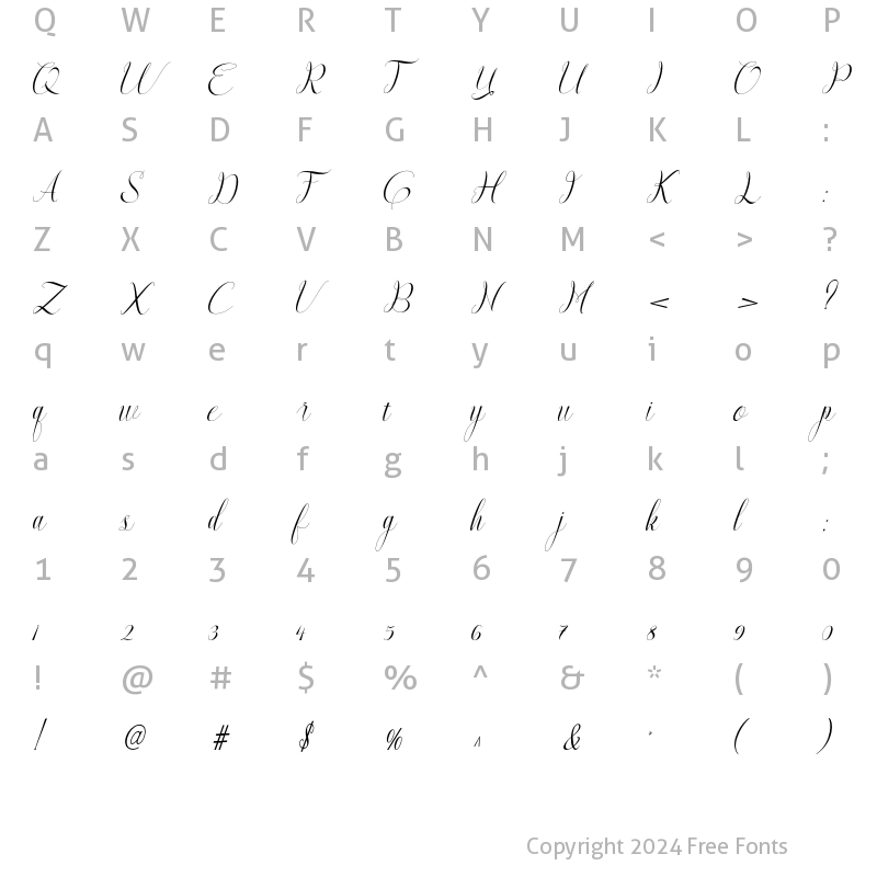 Character Map of Beliandiya Script Regular