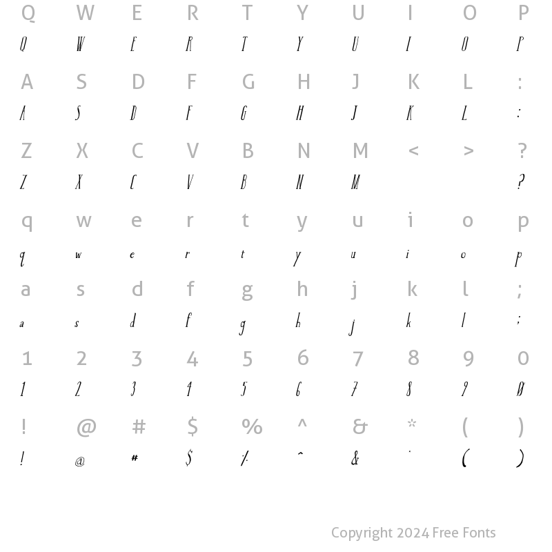 Character Map of Belknap Italic