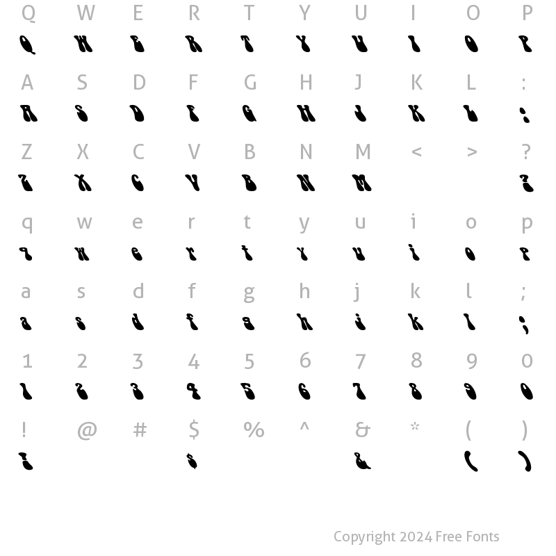 Character Map of Bell Bottom Extreme Lefty Regular