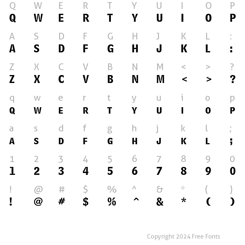 Character Map of Bell Centennial Std Bold Listing