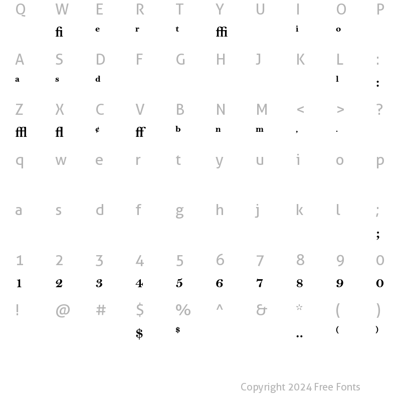 Character Map of Bell MT Expert Bold