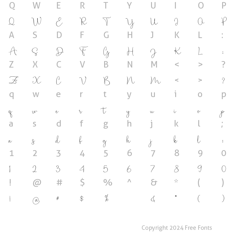 Character Map of Bella bellia Regular