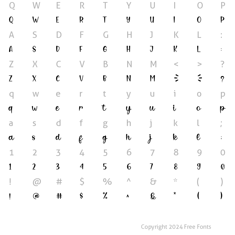 Character Map of Bella Ciao Regular