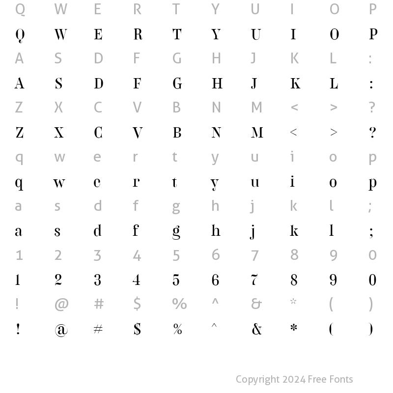 Character Map of Belladonna Normal Regular