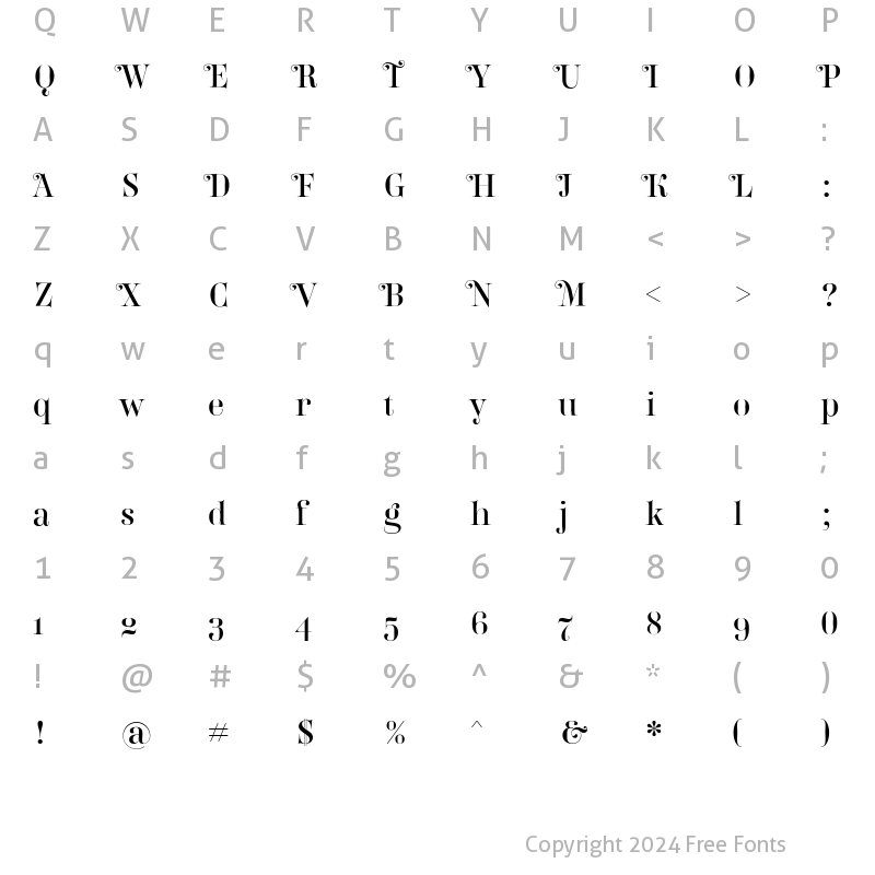 Character Map of Belladonna Regular