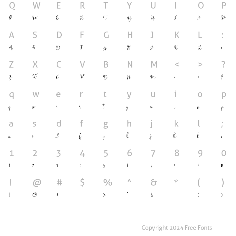 Character Map of Bellahana Regular