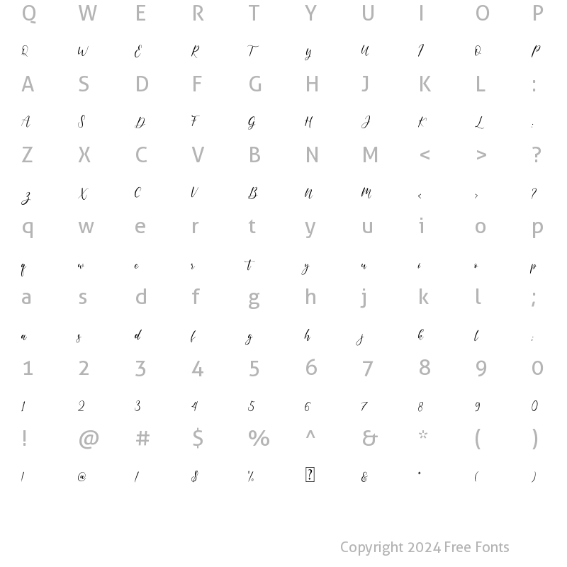 Character Map of Bellamanda Regular