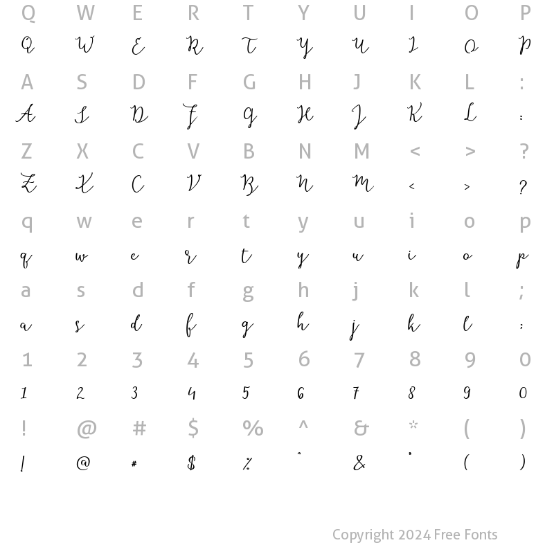 Character Map of Bellaria Bold Bold