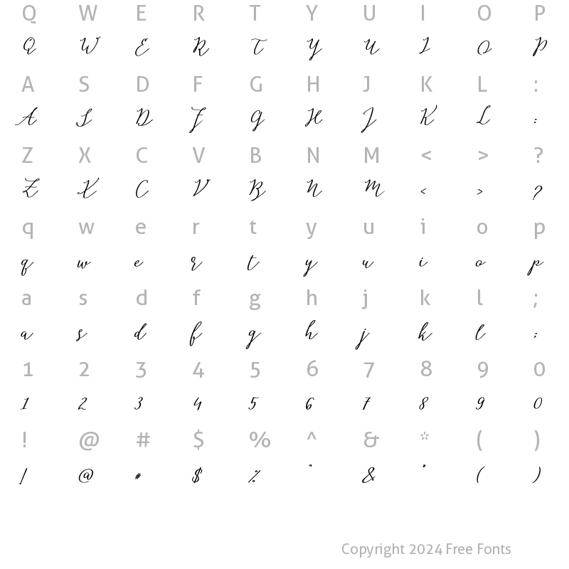 Character Map of Bellaria Bold Italic Bold Italic