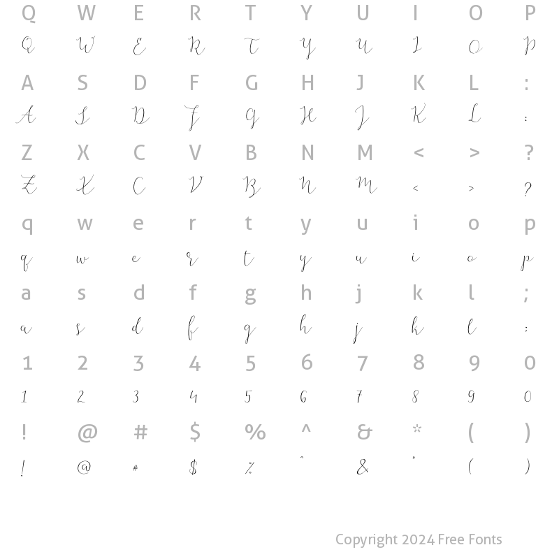 Character Map of Bellaria Regular