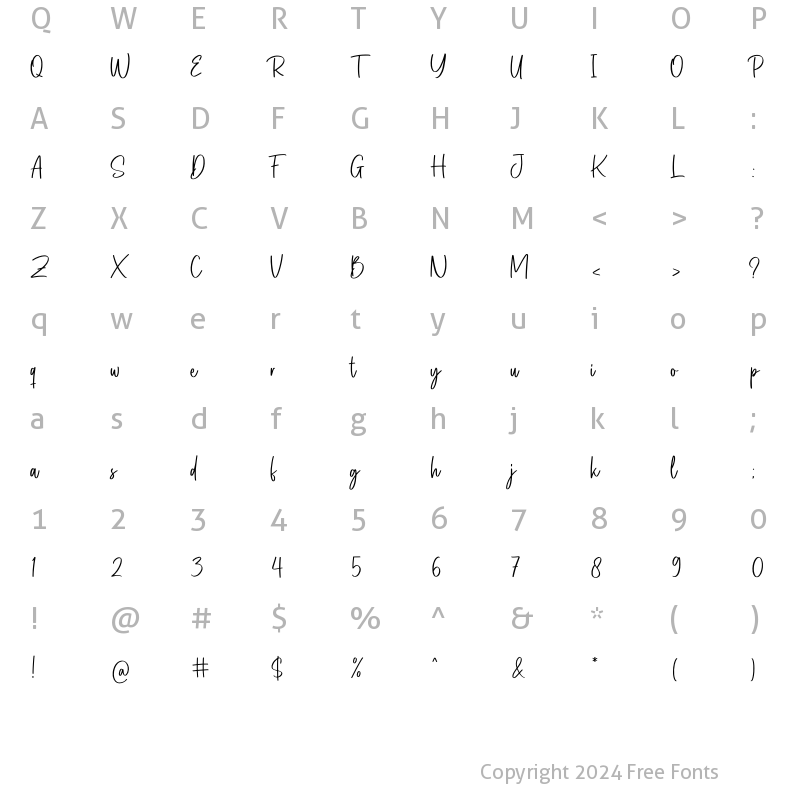 Character Map of Bellarosse Regular