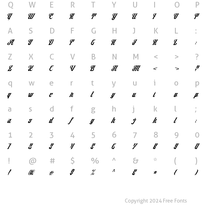 Character Map of Bellavia Regular