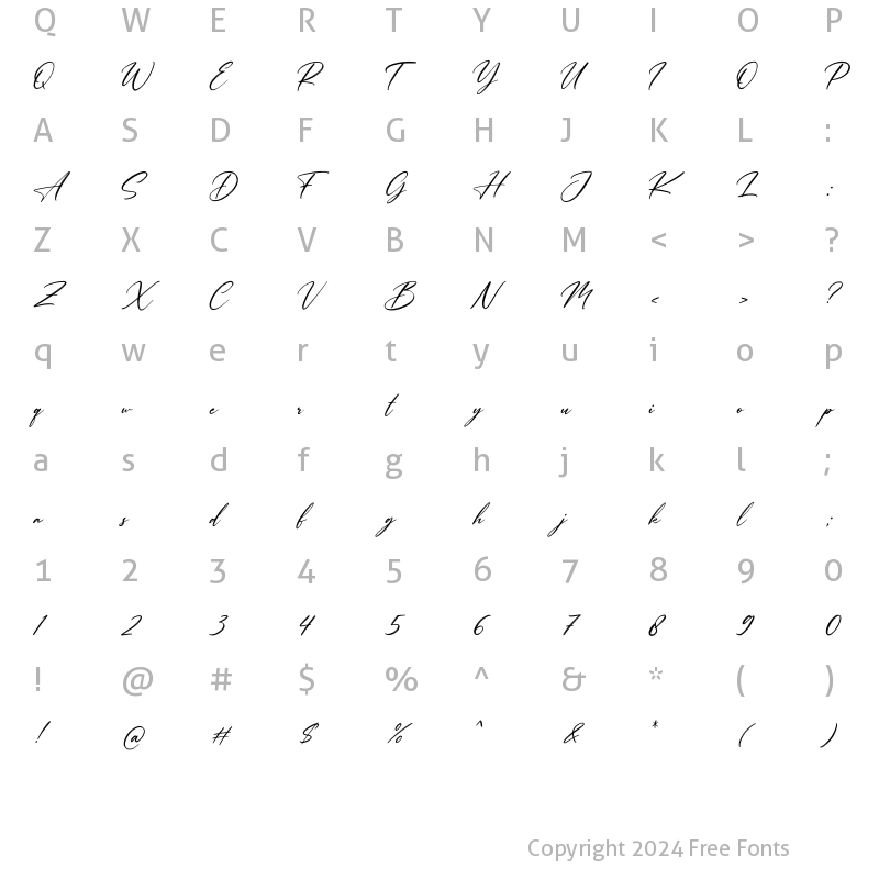 Character Map of Bellazio Regular