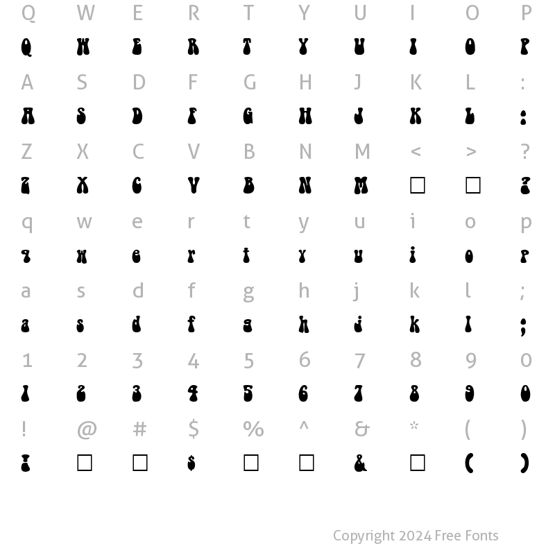 Character Map of BellBottom.Laser Laser