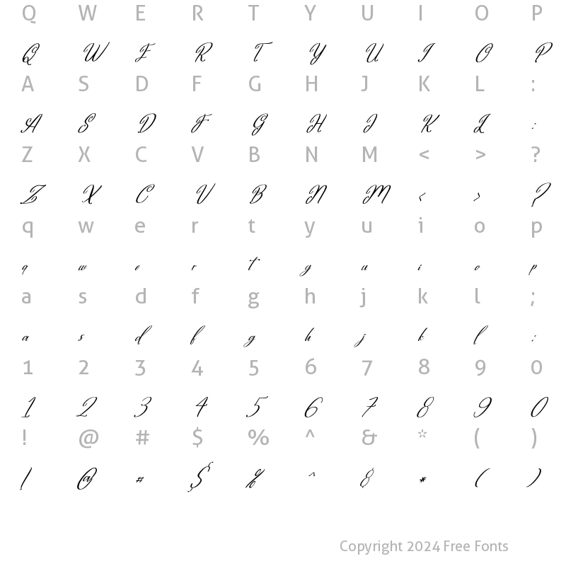 Character Map of Belle fille Italic