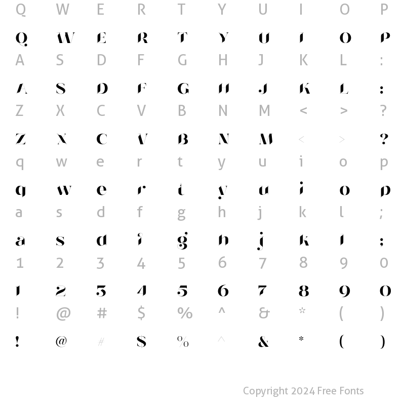 Character Map of Belle Story Display SemiBold