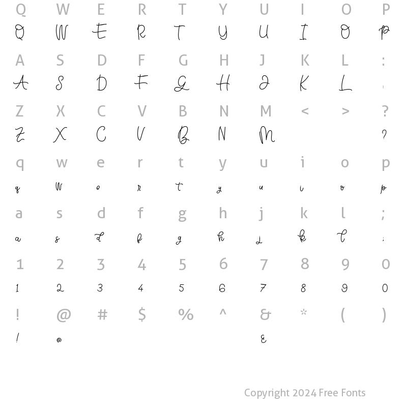Character Map of Bellinda Script Regular